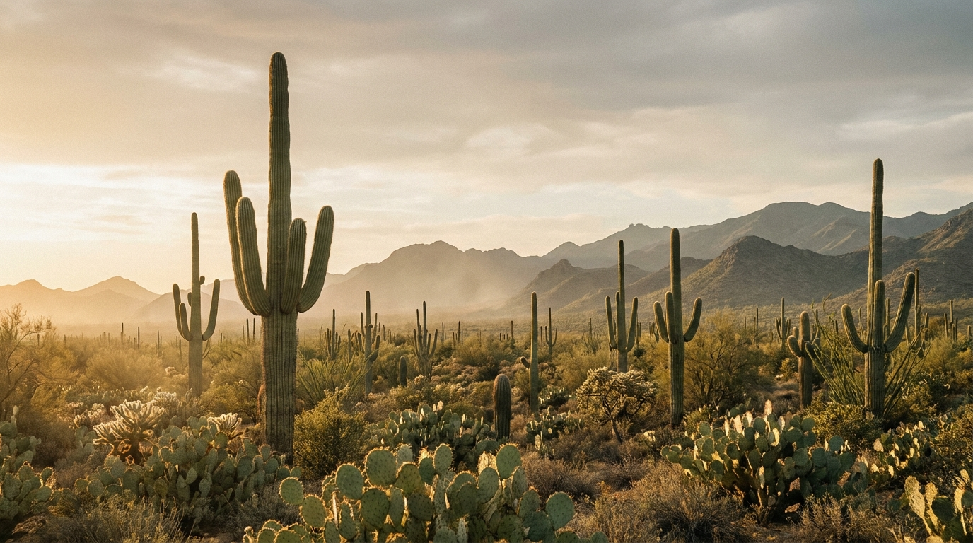The Sonoran desert near Phoenix at golden hour